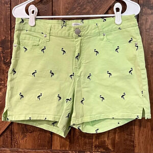 Crown and Ivy Womens green flamingo‎ shorts size 10